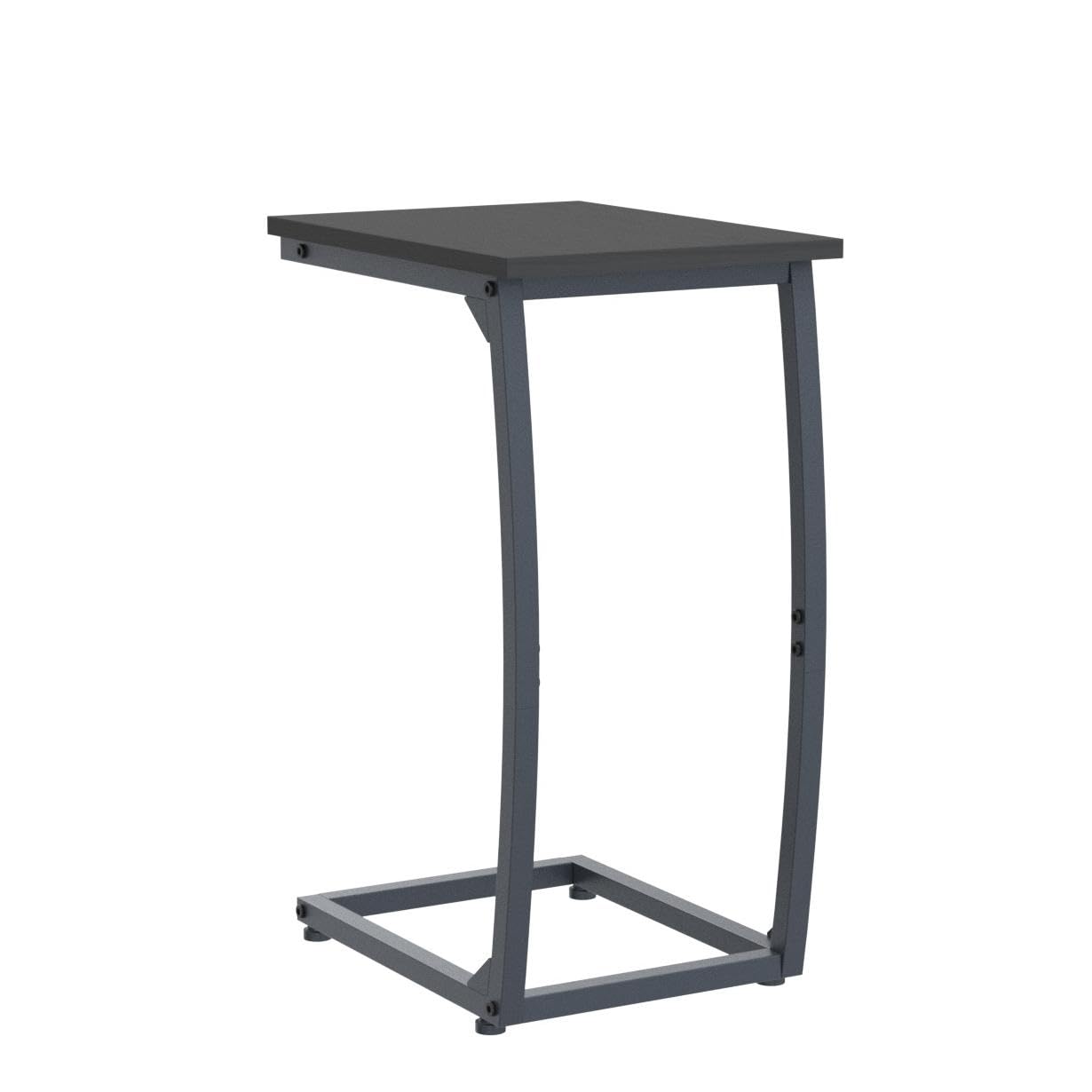 LAKEMID C Shaped End Table Set of 2,Side Table for Couch,Curved Support Legs, Slide Under Couch Table for Sofa, TV Tray Table for Living Room Bedroom(Black)