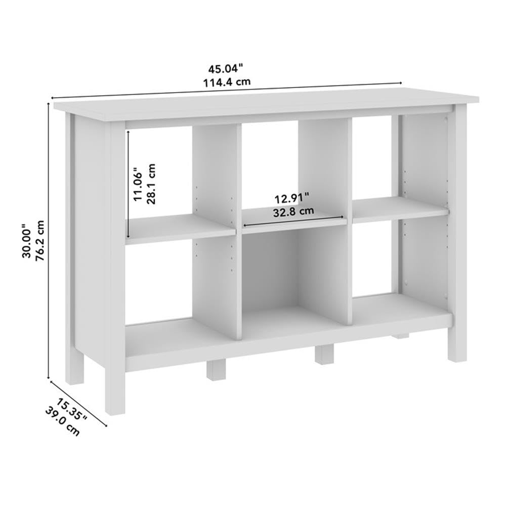 Bush Home Broadview 6 Cube Organizer Shelf in Classic Black, Small Cubby Storage Bookshelf for Home Office or Living Room Organization