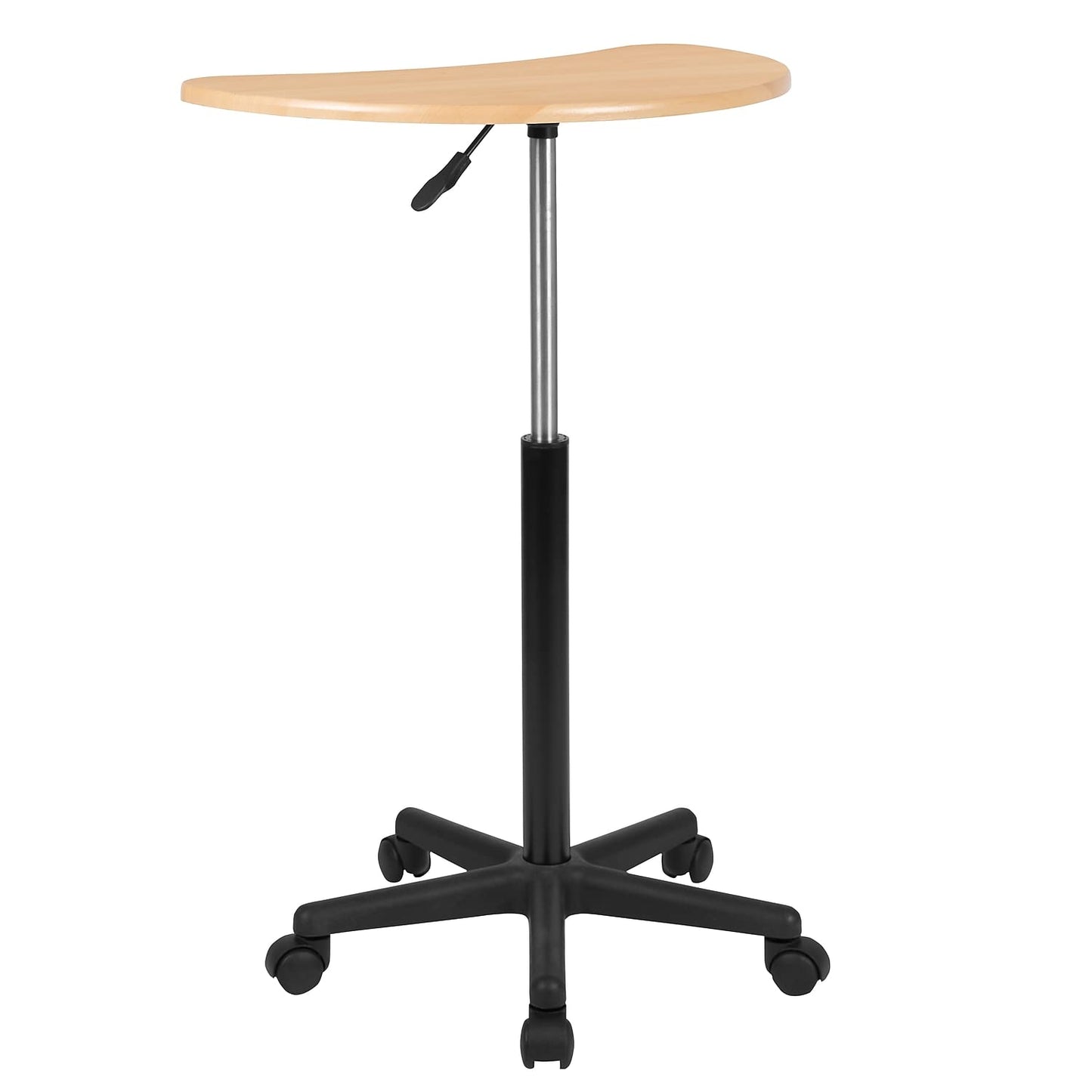 Flash Furniture Eve Maple Sit to Stand Mobile Laptop Computer Desk with Heavy Duty Nylon Base and Dual Wheel Casters