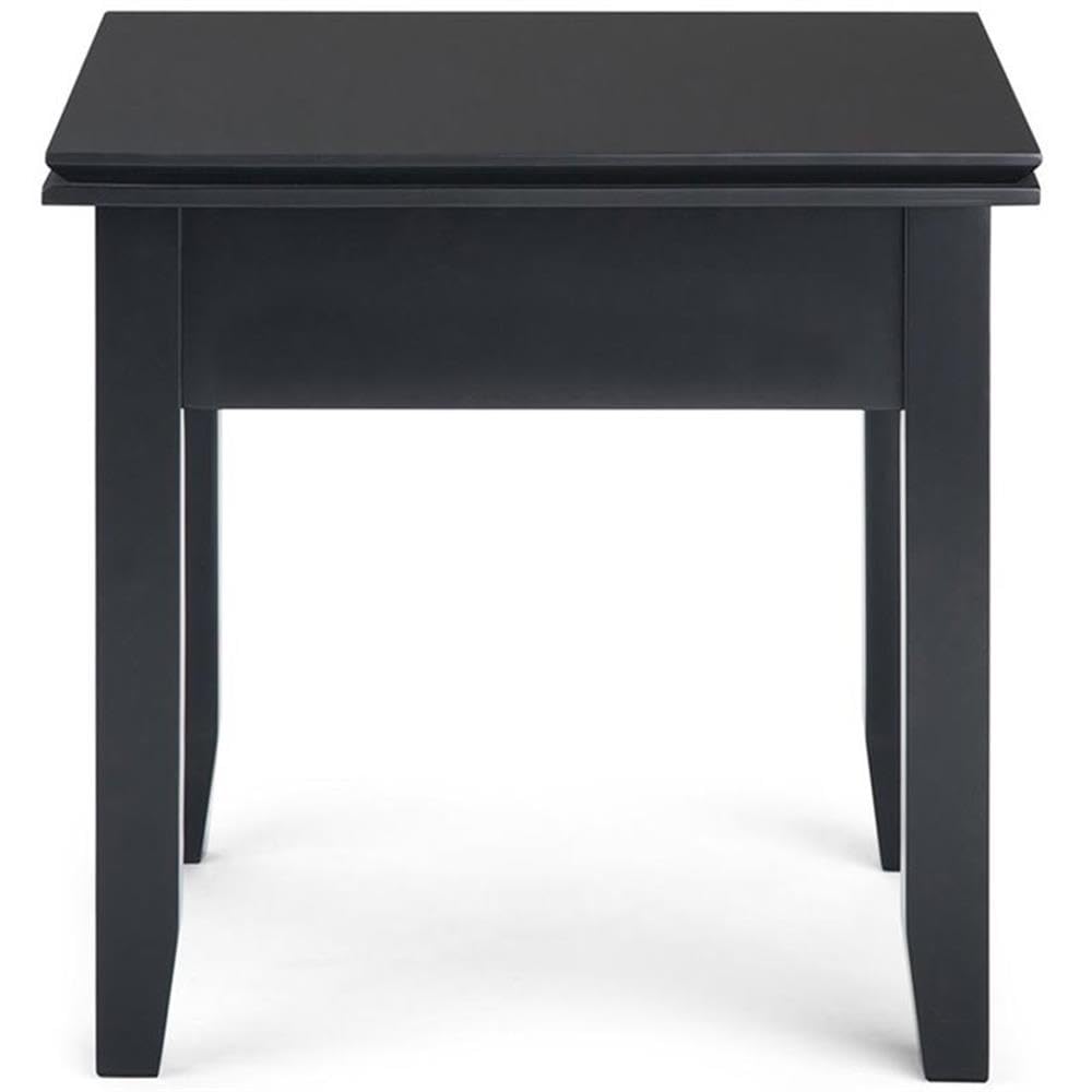 SIMPLIHOME Artisan SOLID WOOD 21 inch Wide Square Transitional End Side Table in Black for the Living Room and Bedroom