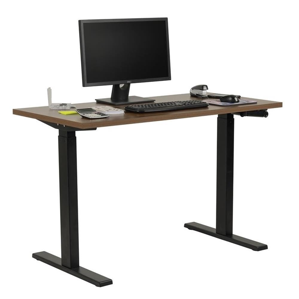 OS Home and Office Furniture 47.25" Wood Adjustable Height Desk in Danish Walnut