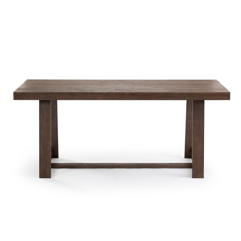 Plank+Beam 72 Inch Farmhouse Dining Table, Solid Wood Rustic Kitchen Table, Large Wooden Rectangular Dinner Table for Dining Room, Home Office, Living Room Furniture, Easy Assembly, Walnut Wirebrush
