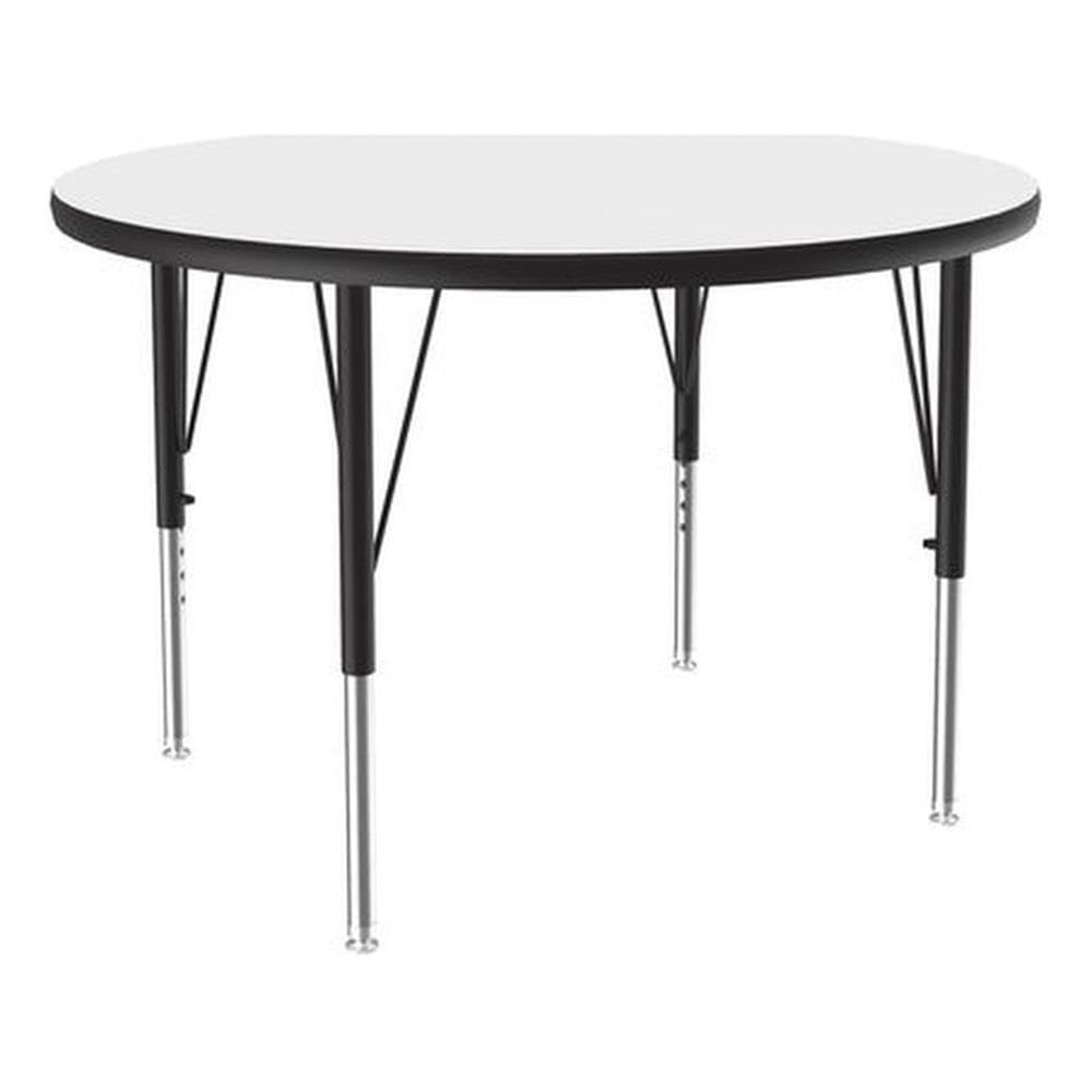 Correll 36" Round, Classroom Dry Erase/Markerboard Top, Activity Table, Adjustable Height, White Durable High Pressure Laminate, School Furniture