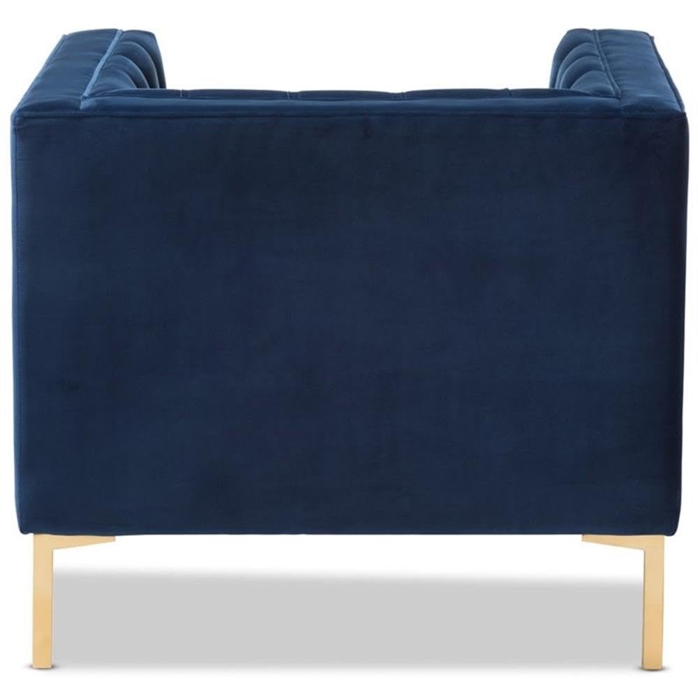 Baxton Studio Zanetta Luxe and Glamour Navy Velvet Upholstered Gold Finished Lounge Chair