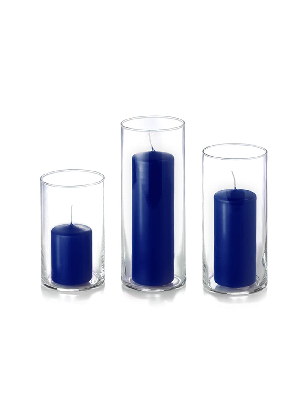 yummi Set of 12 Slim Pillars and Cylinder Vases - Navy Blue