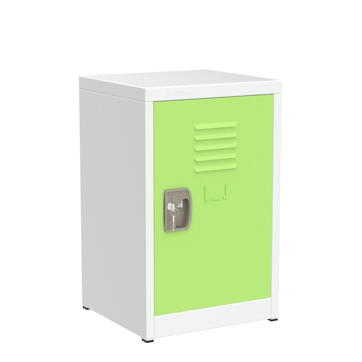 AdirOffice Kids Storage Locker Organizer - Metal Storage Cabinet with Key & Hanging Rods - Ideal for Toy Storage Box & School Lockable Storage Cabinet- (24 in 1 Door, Green)