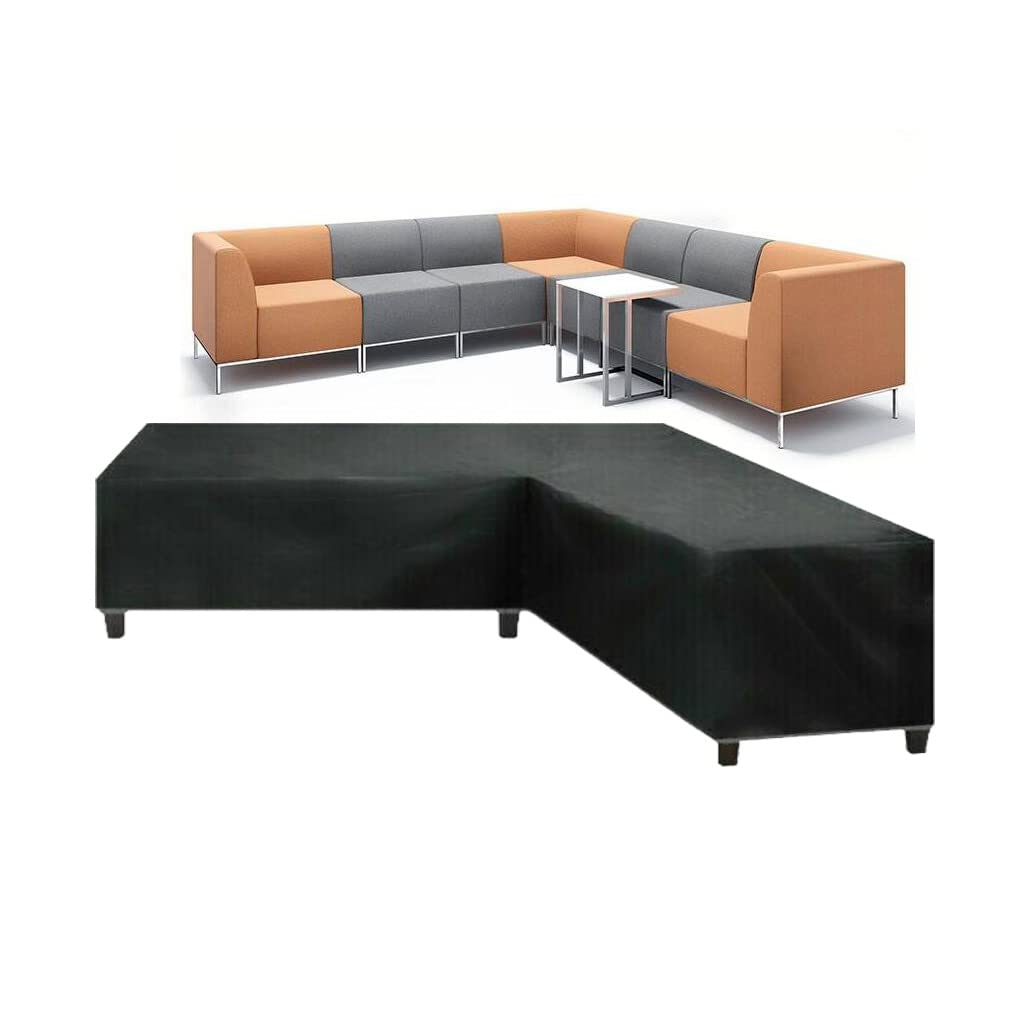 SUNSURE Patio Sofa Covers V-Shaped Sectional 118x118in Black Outdoor Waterproof Furniture Cover Dustproof Furniture Sets All Weather Protection Dust Cover for Patio Lawn Garden Veranda