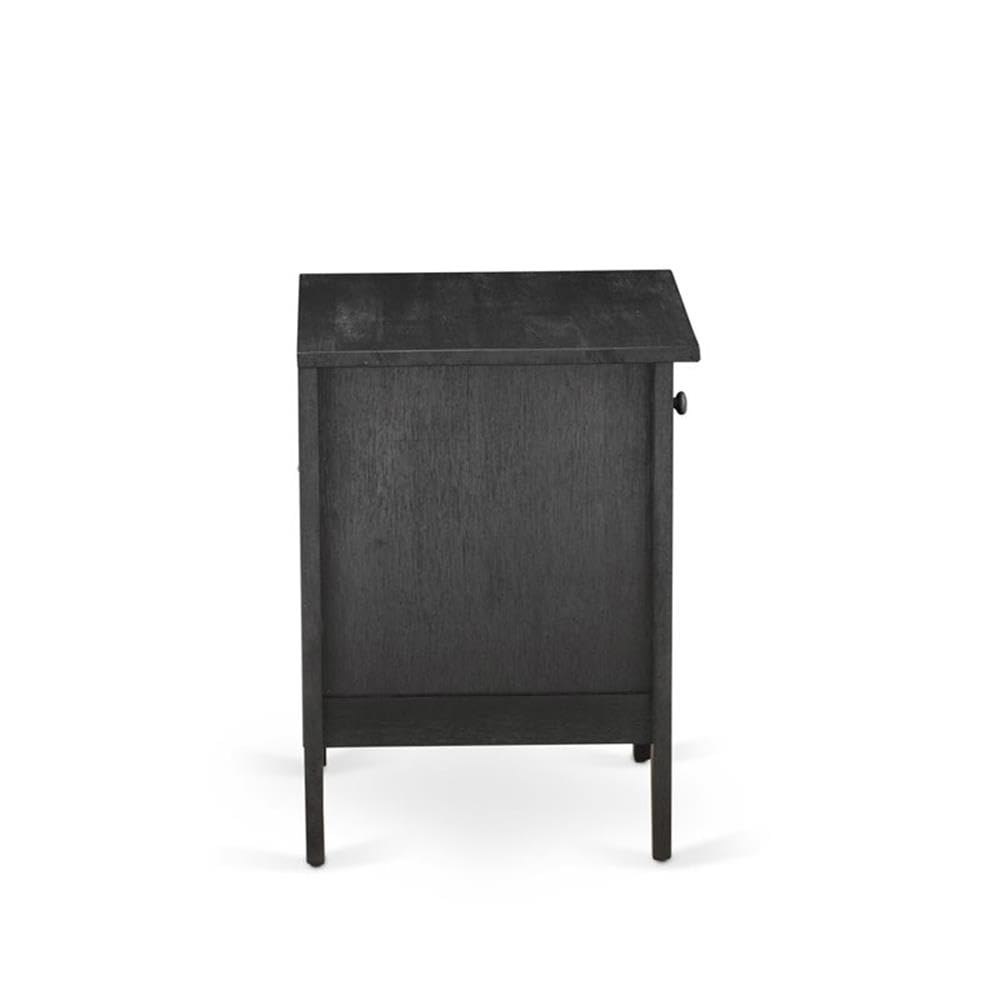 East West Furniture GA-06-ET Gallatin Bedside Table - Rectangle Night Stand with a Drawer for Bedroom, 18x21 Inch Inch, Wirebrushed Black