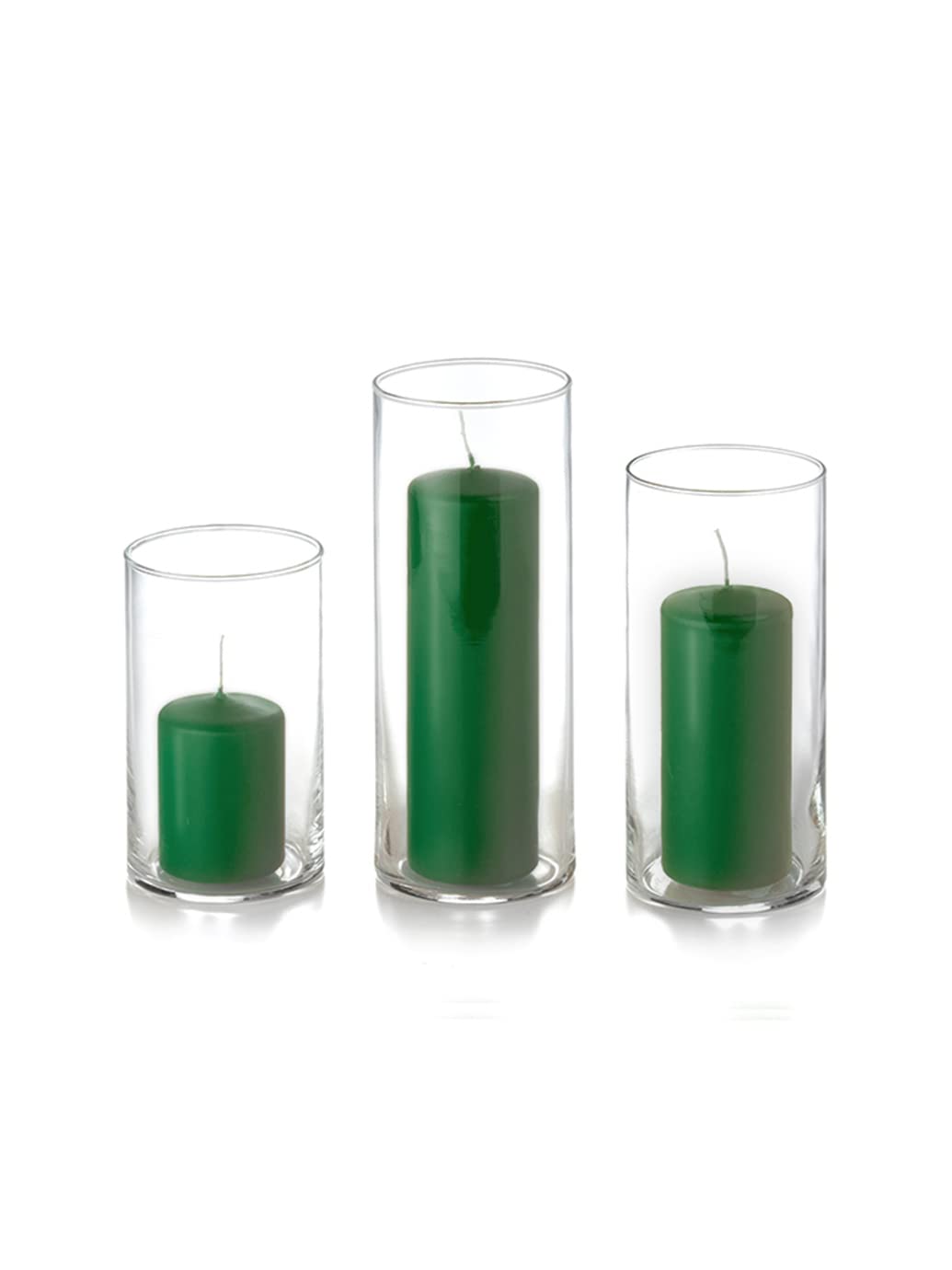 yummi Set of 12 Slim Pillars and Cylinder Vases - Hunter Green