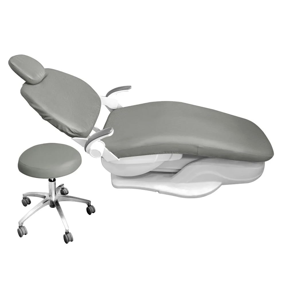 FRITKSP Dental Chair Covers Leather Waterproof Protection, PU Leather 4Pcs/Set Dental Chair Seat Cover (Black)