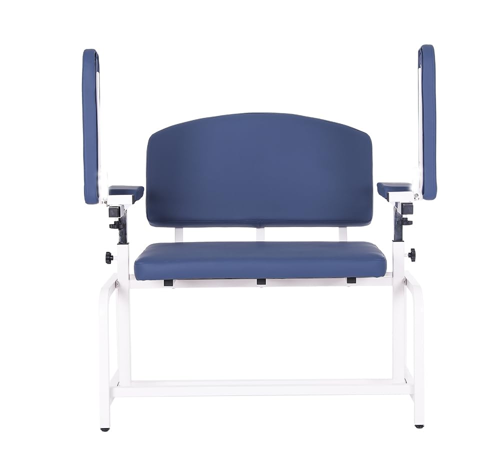 Carenovo Medycare Medical Phlebotomy Chair, Bariatric Blood Draw Station with Adjustable Arms (Blue)