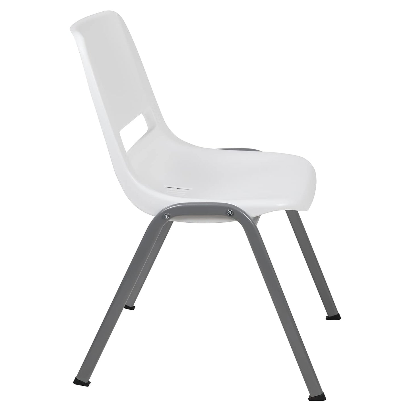 Flash Furniture HERCULES Series 5 Pack 880 lb. Capacity White Ergonomic Shell Stack Chair with Gray Frame