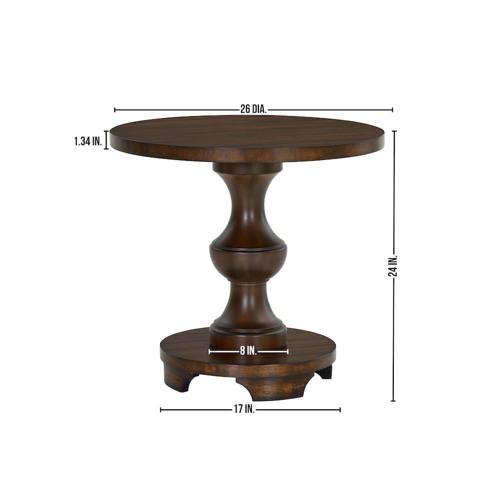 Roundhill Furniture Caesar Traditional Round Pedestal End Table, Espresso