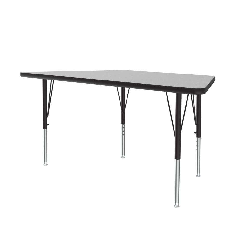 Correll Econoline Classroom Activity Table, 30"x60" Trapezoid Gray Granite Melamine Top, Adjustable Height Legs, School Furniture (AM3060-TRP-15)