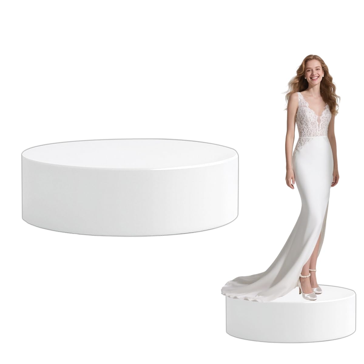 Esamploe Round Display Pedestal Stands,23.6x5.9 In Pedestal Stands for Wedding Dress Display,Large Cylinder Pedestals Stands for Parties,Wedding Dress Store Retail Displays,Models,Comic Conventions