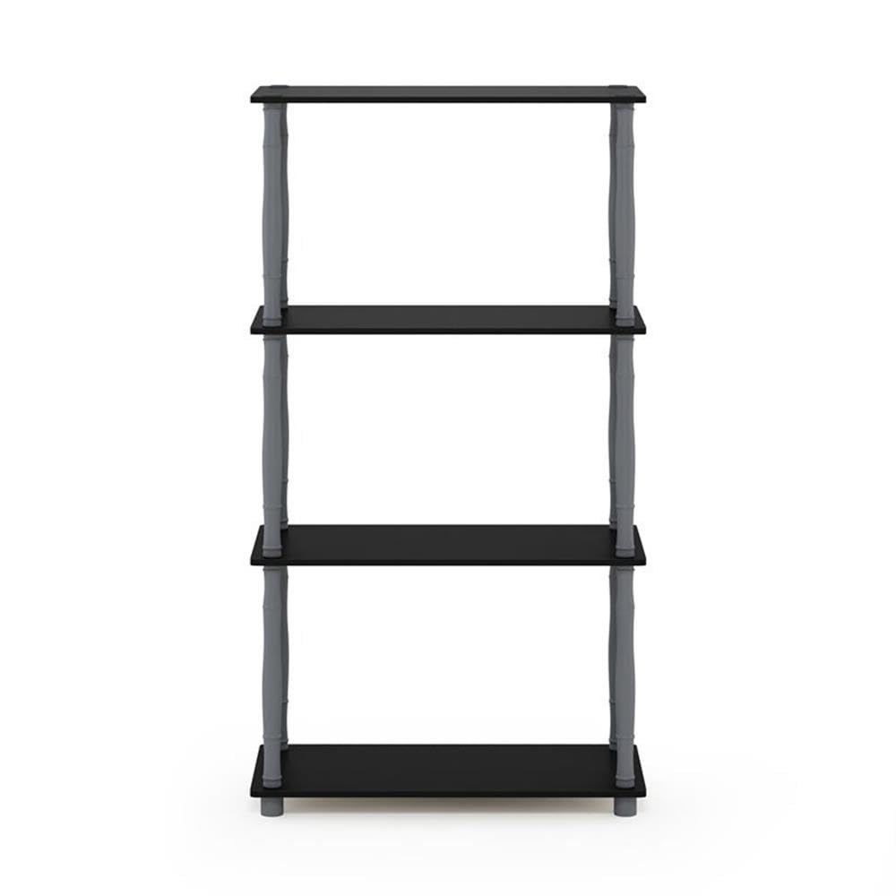Furinno Turn-N-Tube 4-Tier Multipurpose Shelf Display Rack, Classic Tubes, Black/Grey