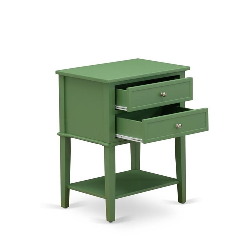 East West Furniture VL-12-ET Valencia Night Stand - Rectangle End Table with 2 Drawers for Bedroom, 16x22 Inch Inch, Clover Green