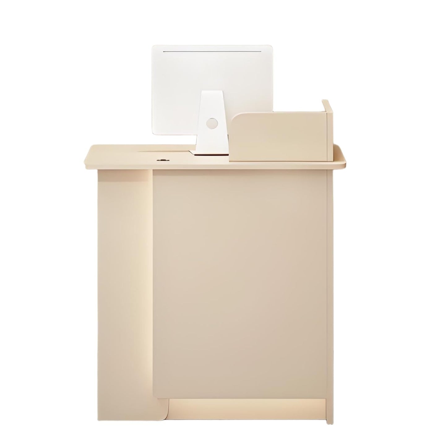 Apricot LED Reception Desk - Modern Front Counter for Salon, Lobby, Shop & Office - 100cm/39.3in Stylish Design, Simple Elegance, Enhanced Customer Experience