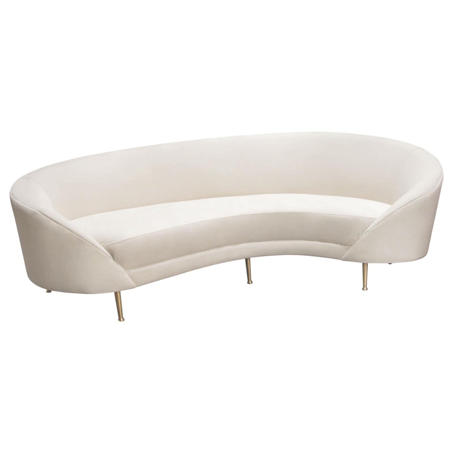 Celine Curved Sofa in Light Cream Velvet