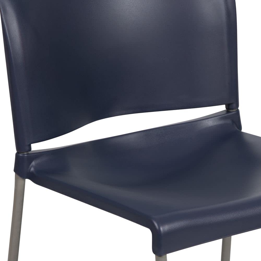 Flash Furniture HERCULES Series 880 lb. Capacity Navy Full Back Contoured Stack Chair with Gray Powder Coated Sled Base