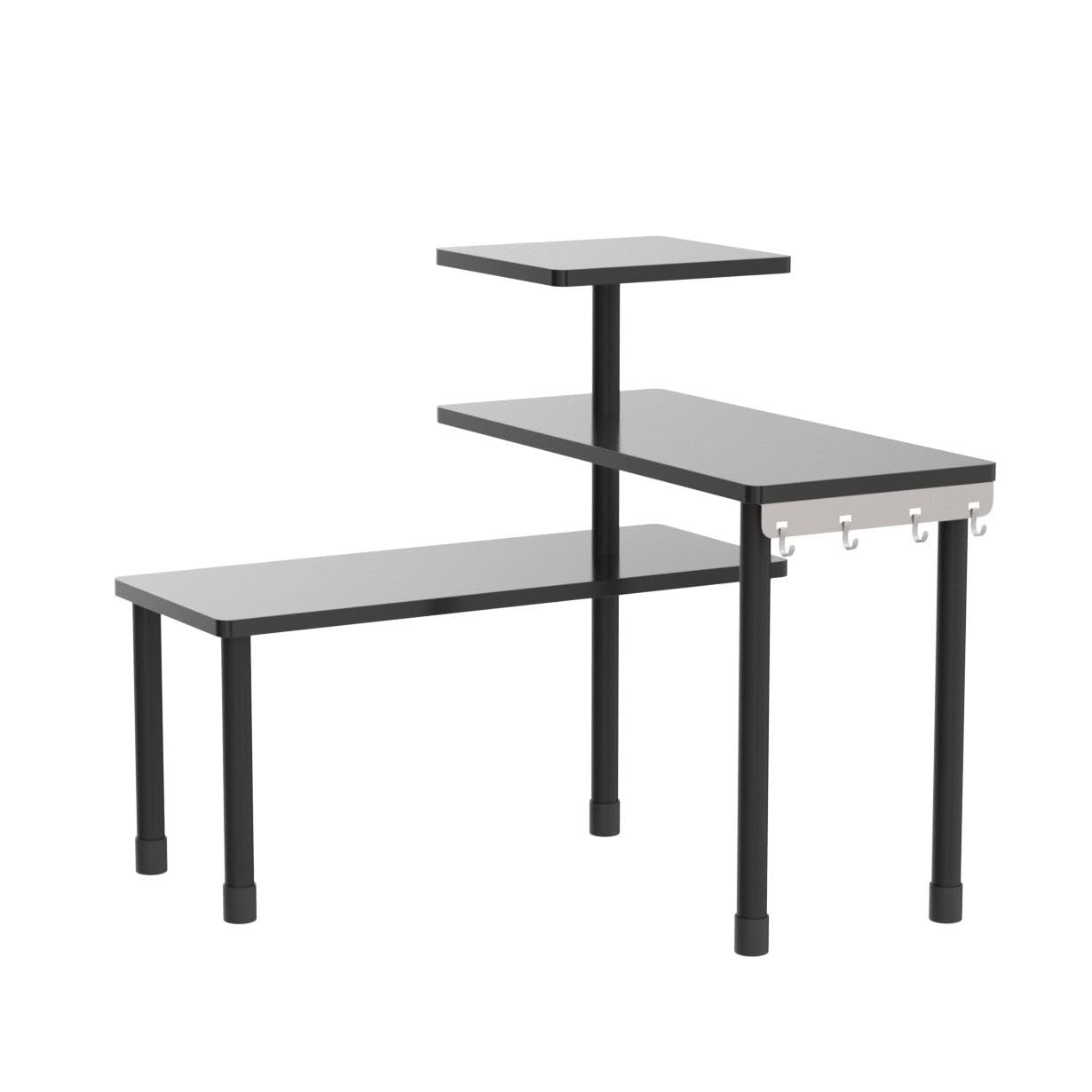 JayRex Countertop Corner Shelf, 3 Tier Shelf Moveable Organizer for Bathroom Counter, Make Up, Dresser Table, Desktop Shelf (Black)