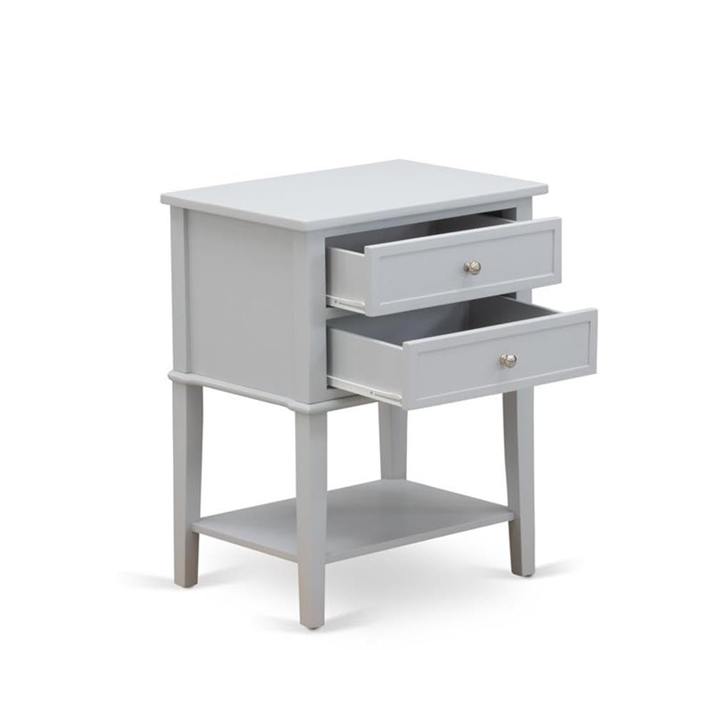 East West Furniture VL-14-ET Valencia Side Table - Rectangle Nightstand with 2 Drawers for Bedroom, 16x22 Inch Inch, Urban Gray