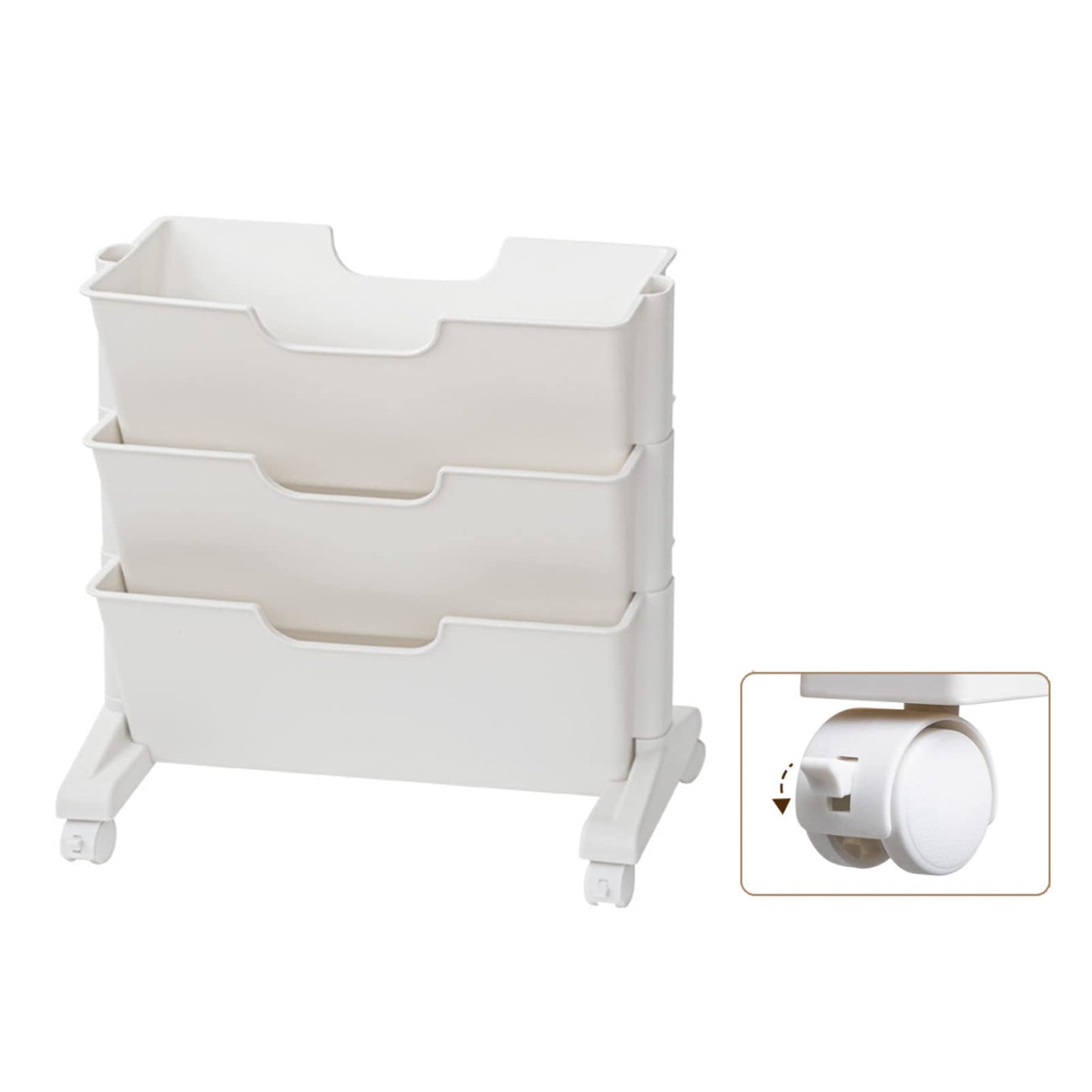 3Tier Mobile Bookshelf, Mobile Bookshelf Bookcases 3 Layers Capacity Bookcase Storage Shelves Under Desk Book Organizer Universal Wheel Rolling Book Cart Movable Storage Bookshelves