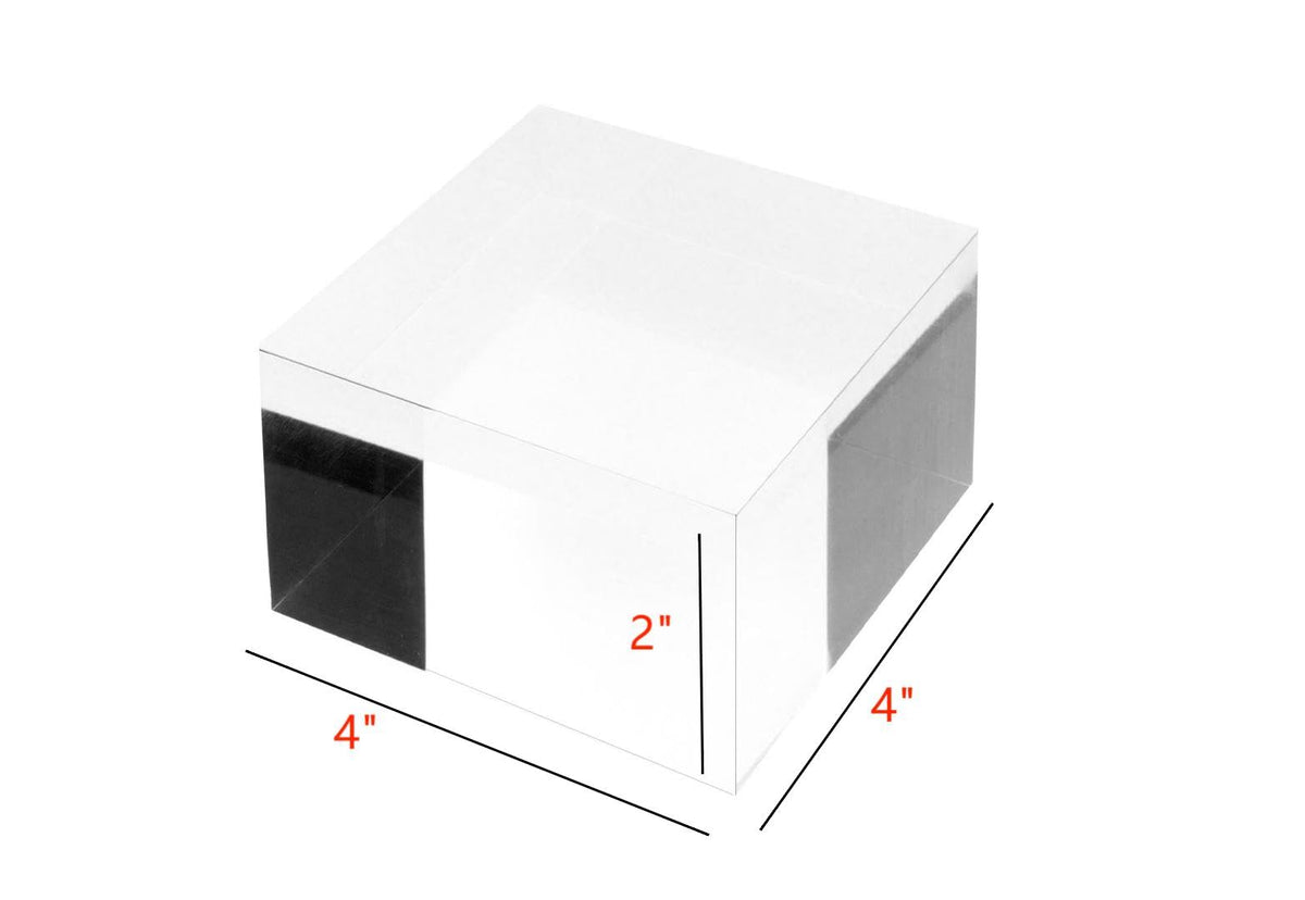 RY DISPLAY Clear Polished Acrylic Cube Display Block Jewelry Stand Ring Showcase Holder (2" x 4" x 4")