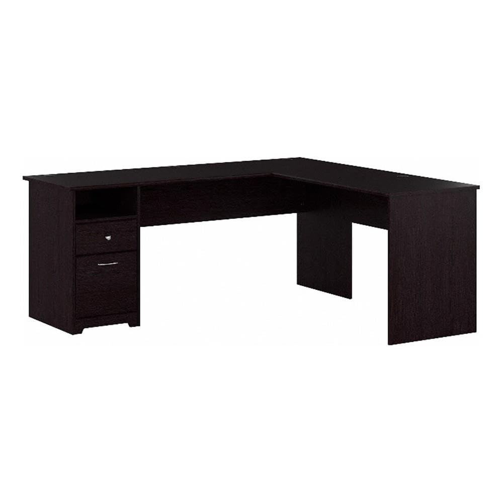 Bush Furniture Cabot 72W L Shaped Computer Desk with Drawers in Espresso Oak