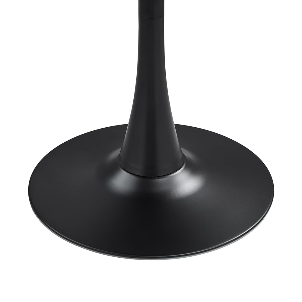 HYYTEIBL 23.4" Tulip Dining Table, Black, Perfect for 2-4 People, Mid-Century Modern Style, Round MDF Top with Sturdy Base for Dining Room, Living Room, Cafe