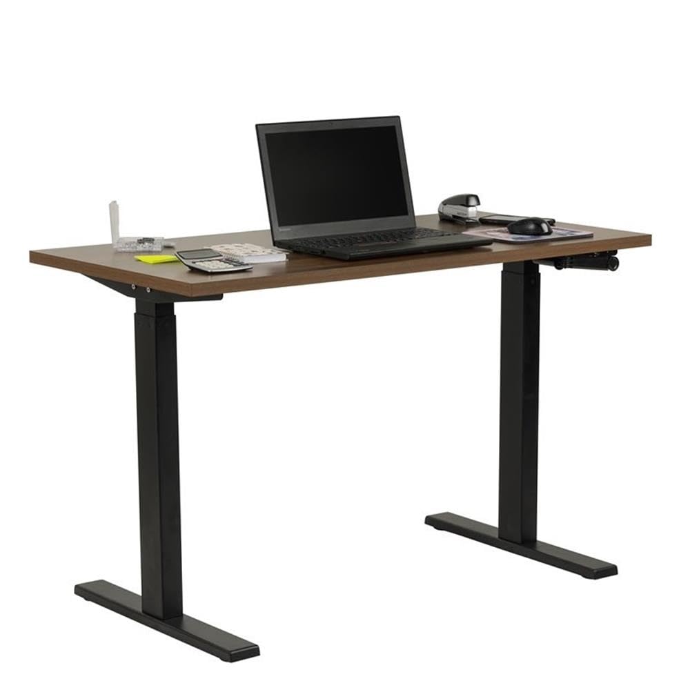 OS Home and Office Furniture 47.25" Wood Adjustable Height Desk in Danish Walnut