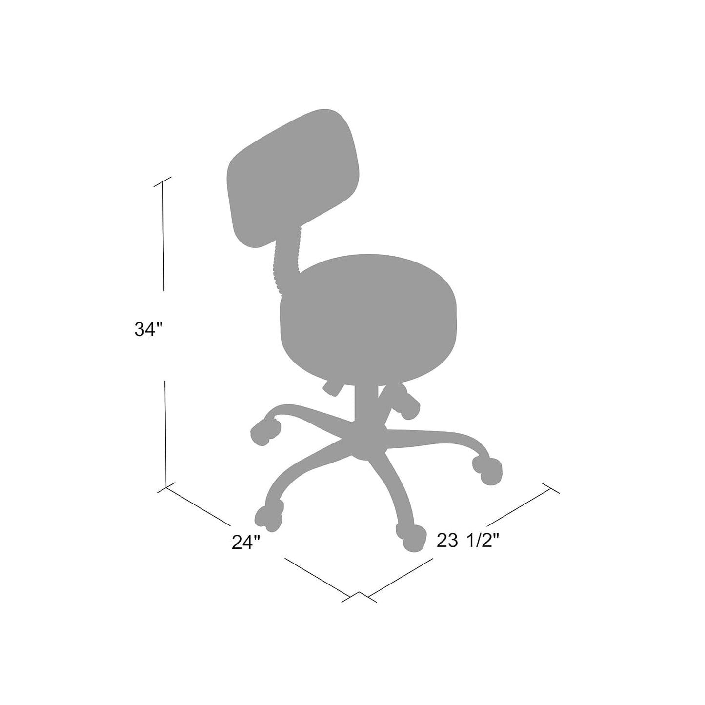 Boss Office Products Be Well Medical Spa Professional Adjustable Drafting Stool with Back, Grey (B245-GY)