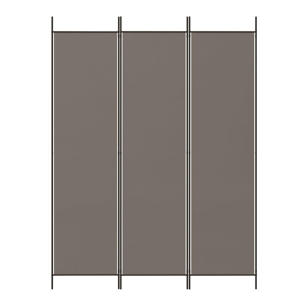 vidaXL 3 Panel Room Divider, Folding Privacy Screen for Room Separation, Room Divider Screen for Home Office, Modern Style, Anthracite Fabric