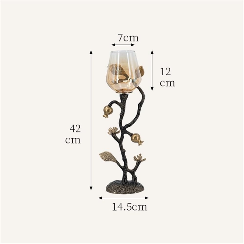 cfycfy987 Candelabra Home Creative Candlestick Ornaments Retro Table Decoration Metal Glass Candle Holder Candle Sticks Holder(Large)