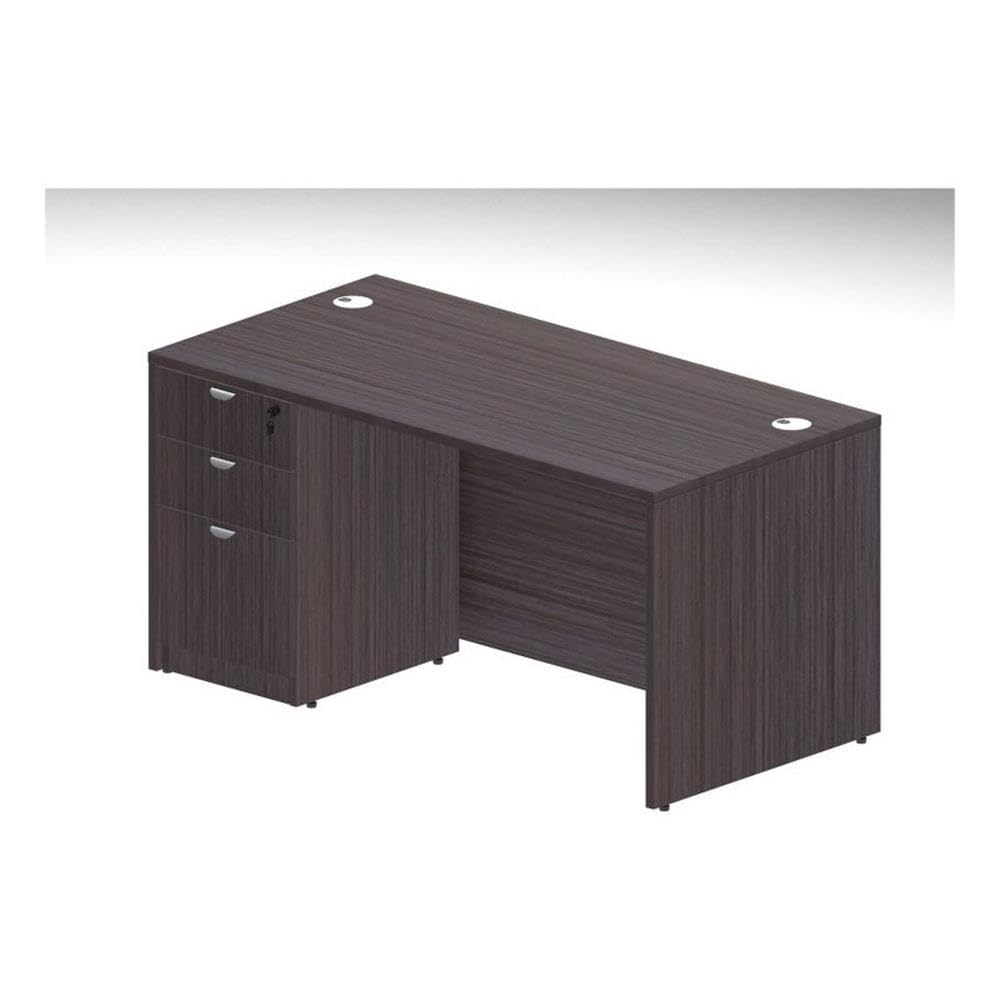 Boss Office Products 60" Desk with File Pedestal, Driftwood