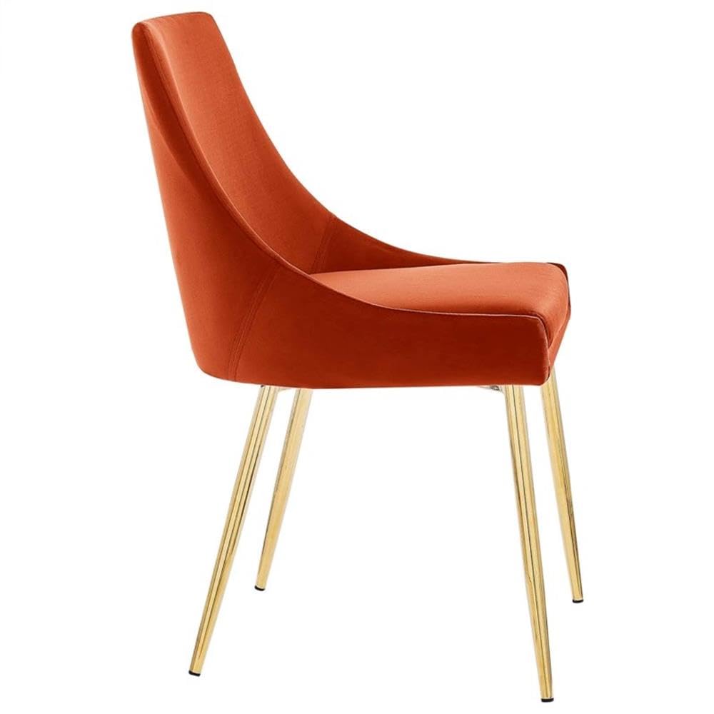 Modway Viscount Performance Velvet Upholstered Side Dining Chairs in Gold Orange - Set of 2
