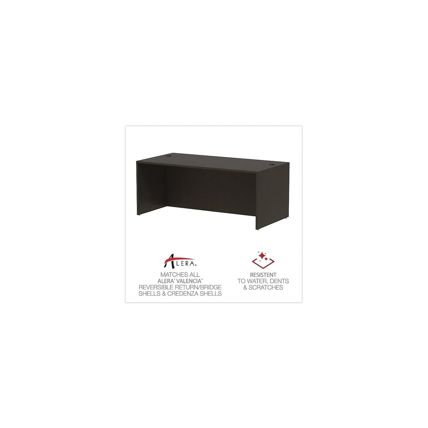 Alera Valencia Series Straight Front Desk Shell, 71" x 35.5" x 29.63", Espresso
