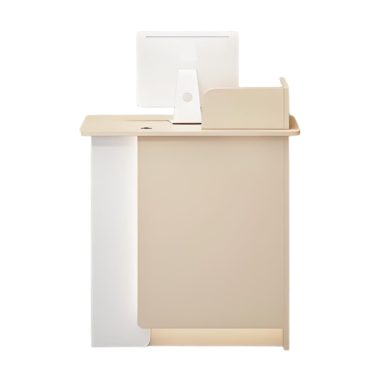Modern LED Reception Desk for Salon, Office & Lobby - Stylish Apricot & White Front Counter, 100cm/39.3in, Sleek Elegance for Commercial Spaces