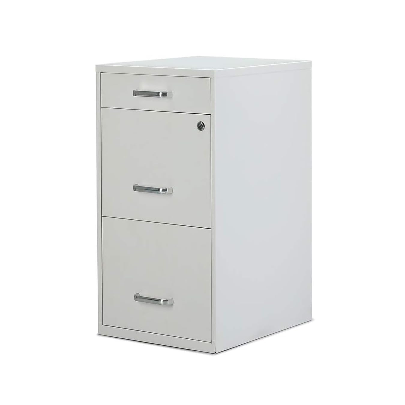 Staples 3-Drawer Vertical File Cabinet, Letter Size Documents, Lockable & Mobile, 18.9" D x 14.3" W x 26.9" H, White