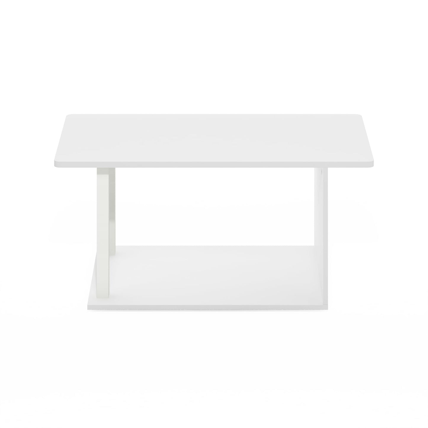 Furinno Basic Coffee Table, 2-Tier Modern Coffee Table with Open Shelf, Easy Assembly Side Table, for Living Room, Bedroom, Home Office, White