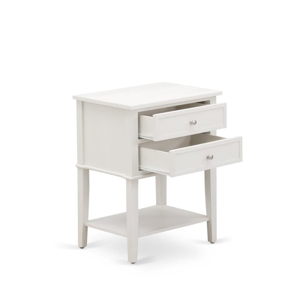 East West Furniture VL-0C-ET Valencia Modern End Table - Rectangle Night Stand with 2 Drawers for Bedroom, 16x22 Inch Inch, Wirebrushed Buttercream