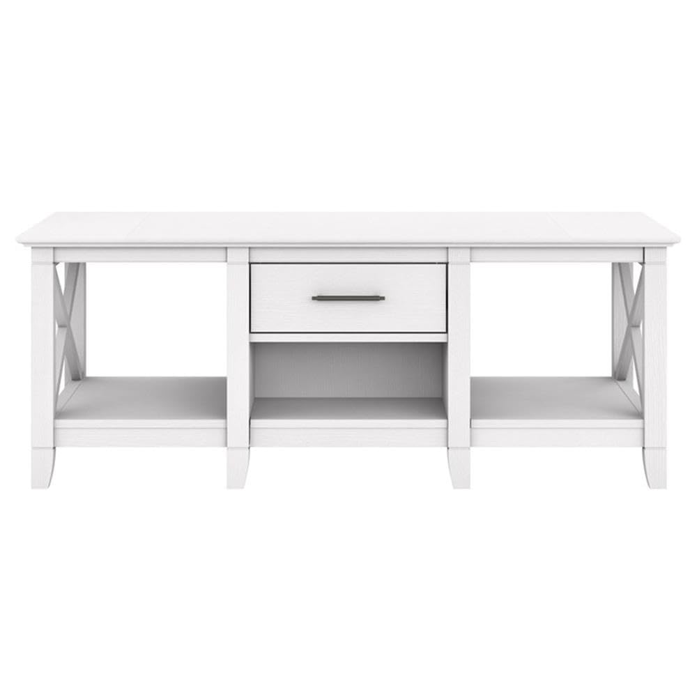 Bush Home Key West Coffee Table with Storage in Pure White Oak