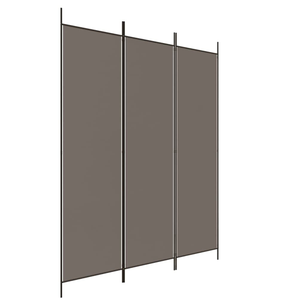 vidaXL 3 Panel Room Divider, Folding Privacy Screen for Room Separation, Room Divider Screen for Home Office, Modern Style, Anthracite Fabric