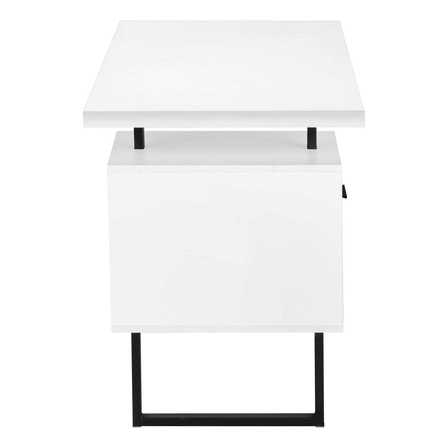 Monarch Specialties I 7631 Computer Desk, Home Office, Laptop, Left, Right Set-up, Storage Drawers, 60" L, Work, Metal, Laminate, White, Black, Contemporary