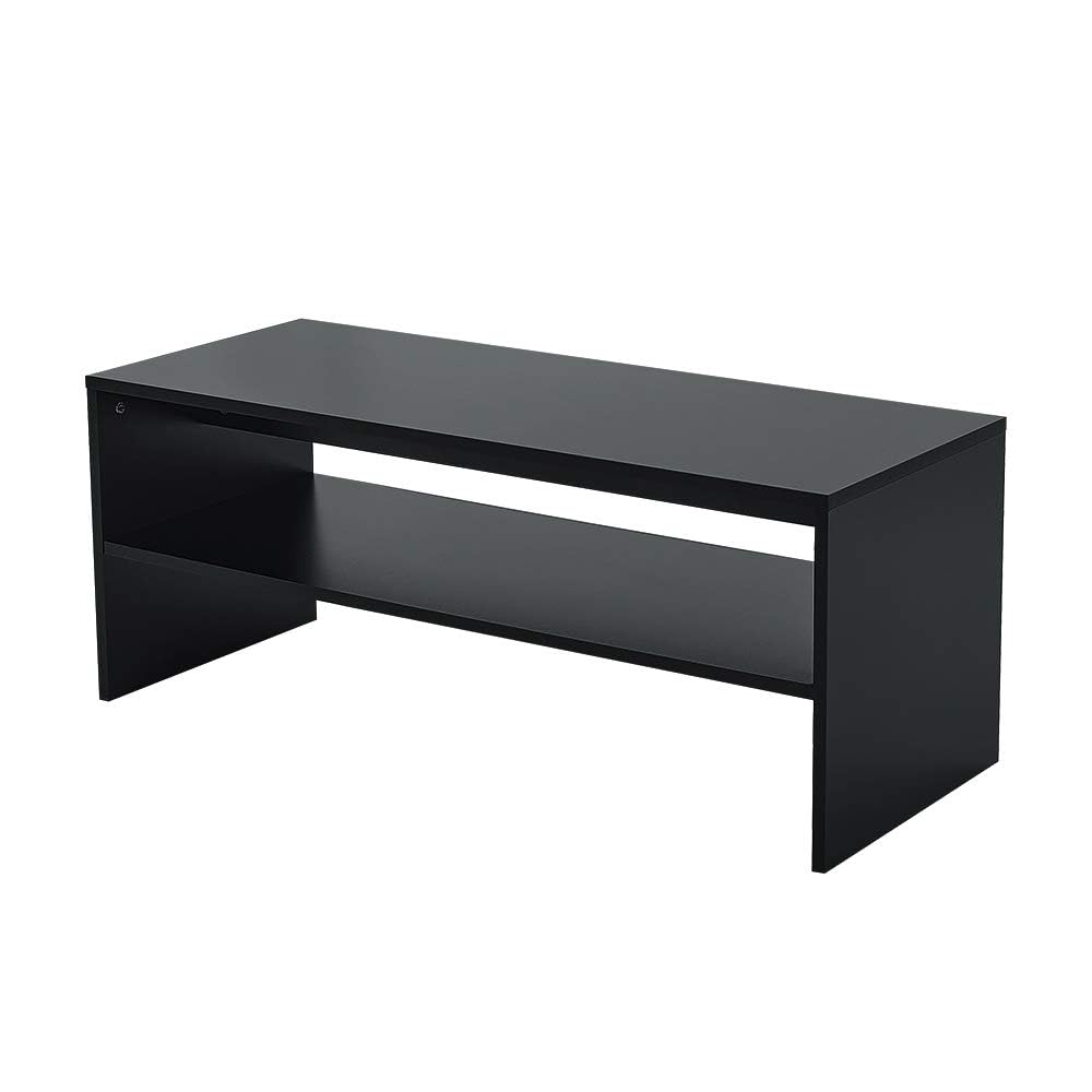 Panana 2-Tier Coffee Table Simple Couch Sofa Side End Table Tea Accent Table for Living Room Office, 39.4" x 15.7" x 15.7" (Black)