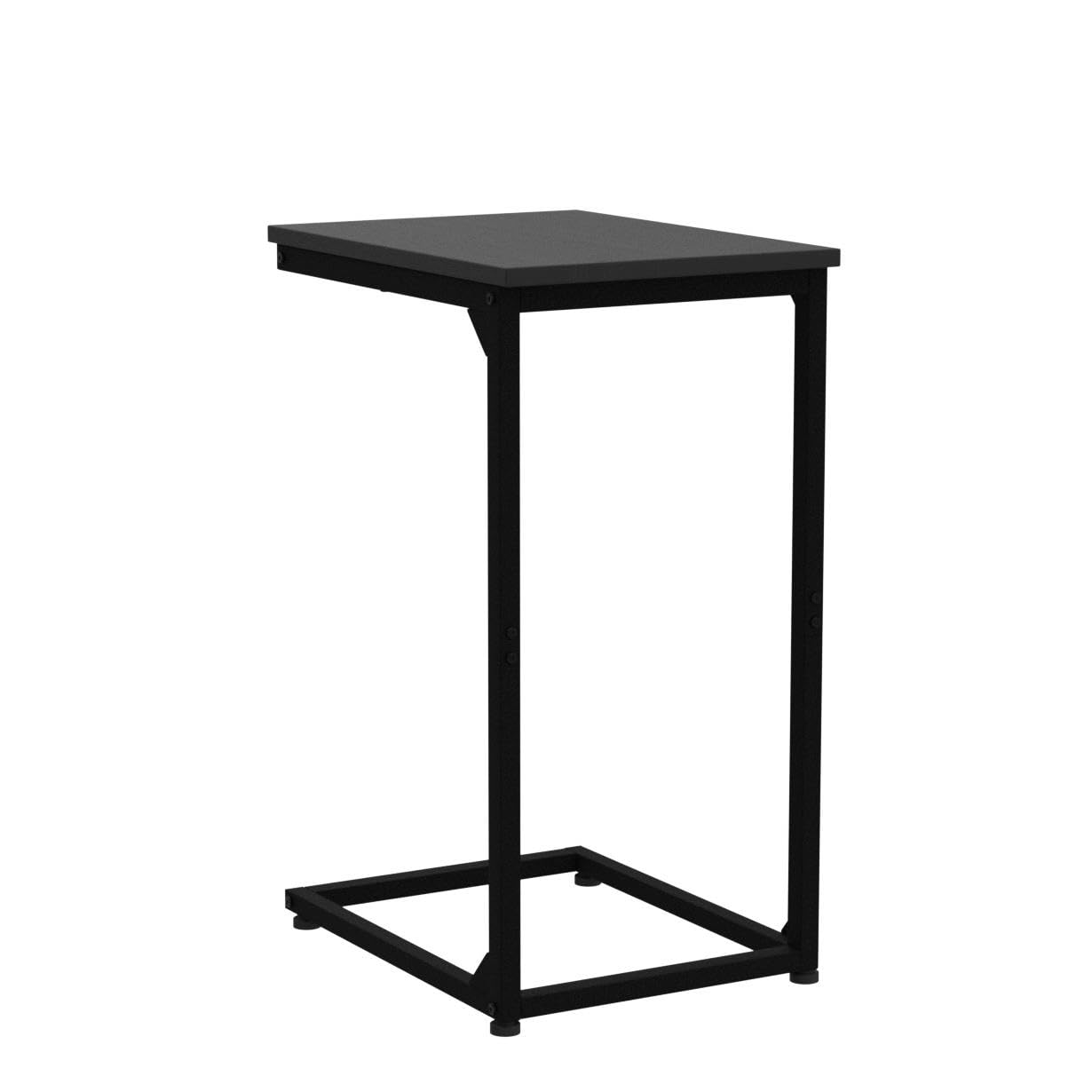AMHANCIBLE C Shaped End Table Set of 2, Couch Side Table that Slide Under Sofa, Narrow Small Space TV Trays for Living Room, Bedroom, Black, HET02CBK