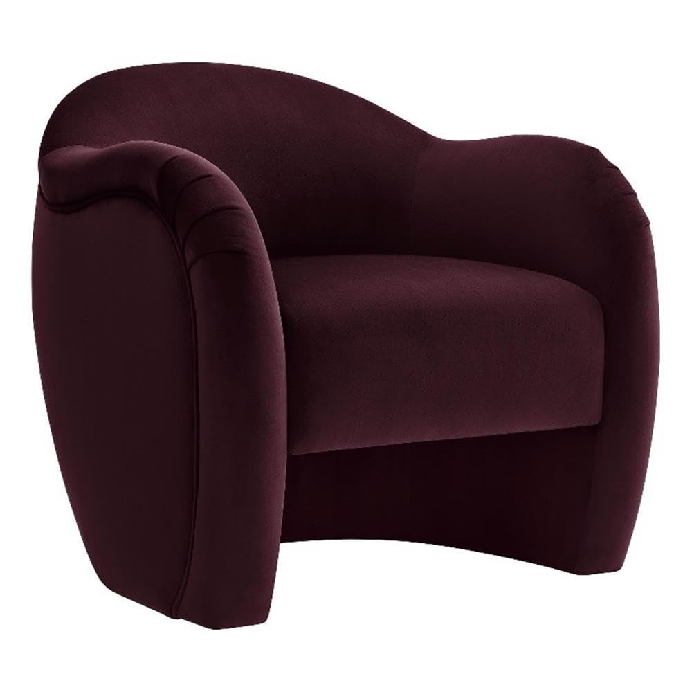 Modway Compose Barrel Chair with Performance Velvet Fabric in Mulberry – Upholstered Accent Armchair with Curved Backrest – Cozy Lounge Chair for Reading – Round Comfy Single Sofa Club Chair