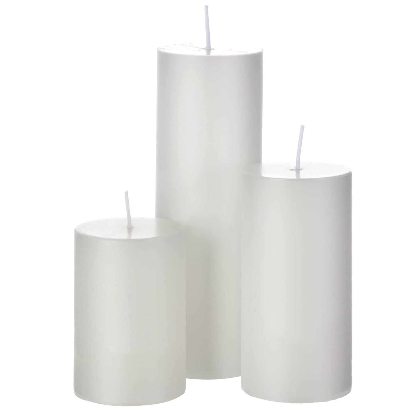 Shihanee Set of 36 Pillar Candles and Glass Cylinder Vases Clear Cylinder Holders for Slim Pillar Candles Wedding Centerpieces(2.6'' X 4.7'', 5.9'', 7.9'',White)