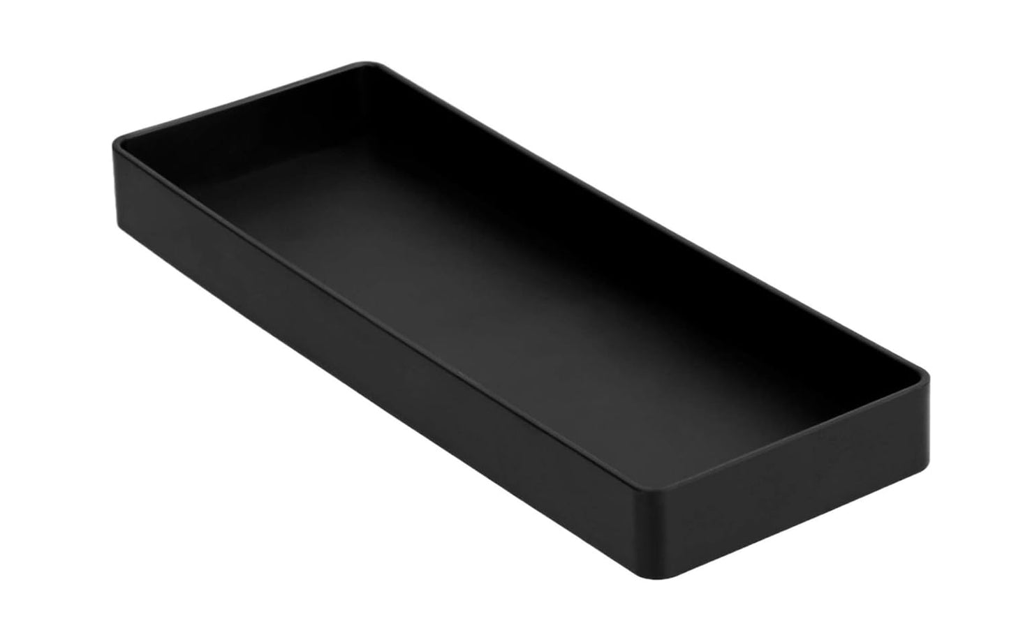 Amazon Basics Rectangular Plastic Desk Organizer, Half Accessory Tray for Office Supplies and Workspace Organization, 9.4" x 3.3" x 1", Black
