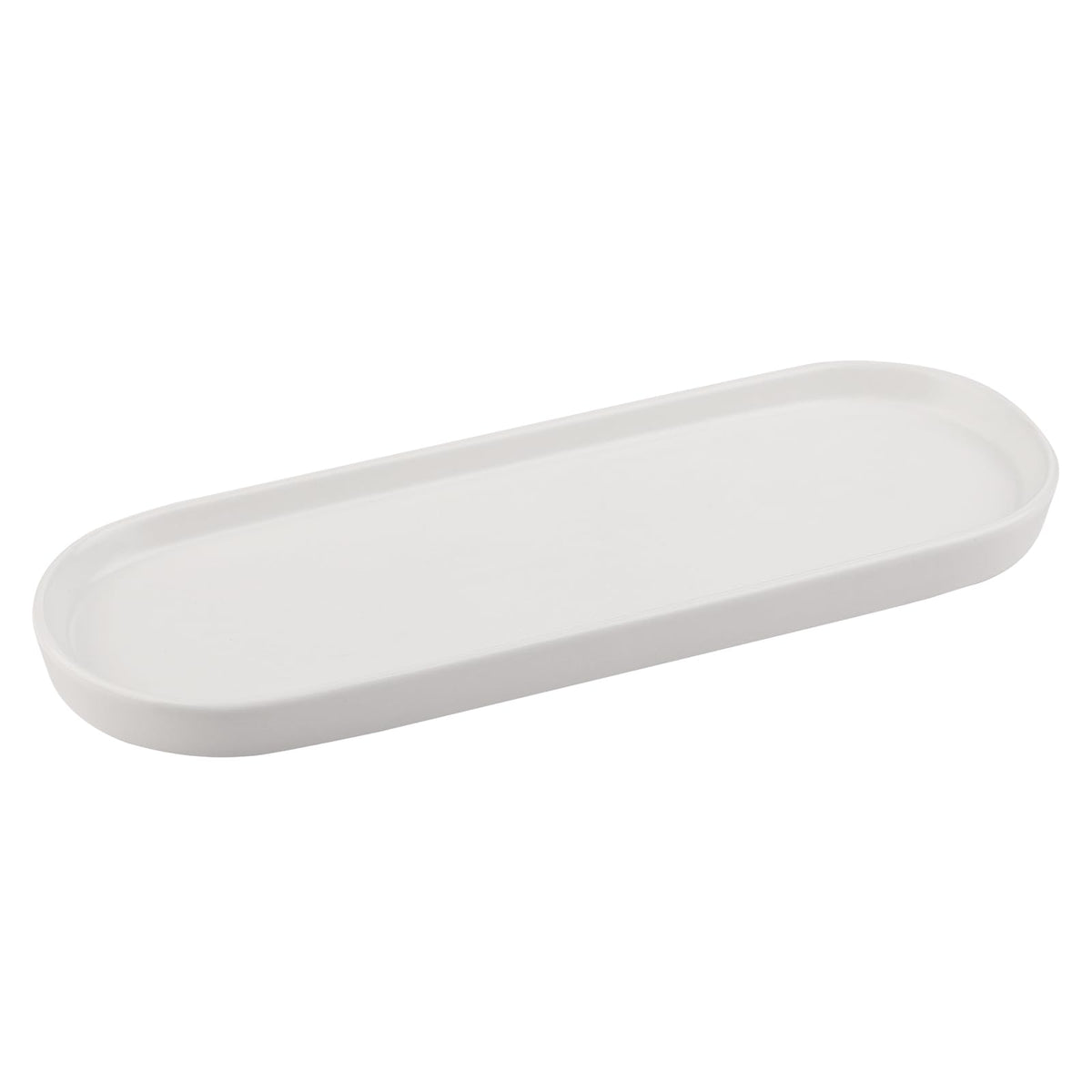 VanEnjoy White Vanity Tray for Bathroom Counter, Long Narrow Tray Ceramic Tray for Kitchen Counter for Soap Bottles